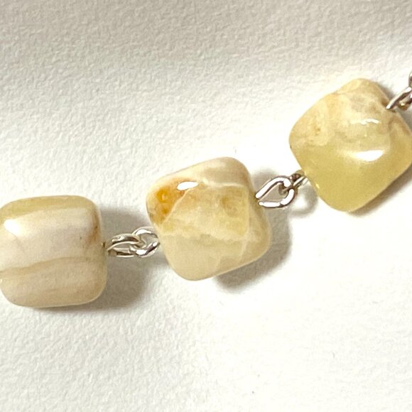 2/$20, Yellow Calcite Leaf Branch Necklace, Genuine Gemstone Stainless Chain - Picture 8 of 14